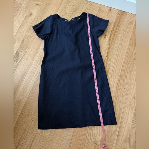 THEORY $275 Linen Blend Navy Caliver Lace Back Raglan Dress Size 6 - Picture 9 of 11